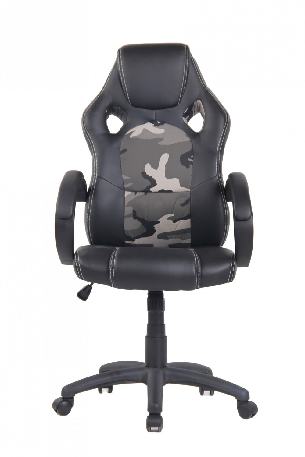 Premium Gaming Chair in Black/Camo - Adjustable Height, Fixed Armrest, Tilt Mechanism, and 5 Dual Castors for Office Comfort and Style