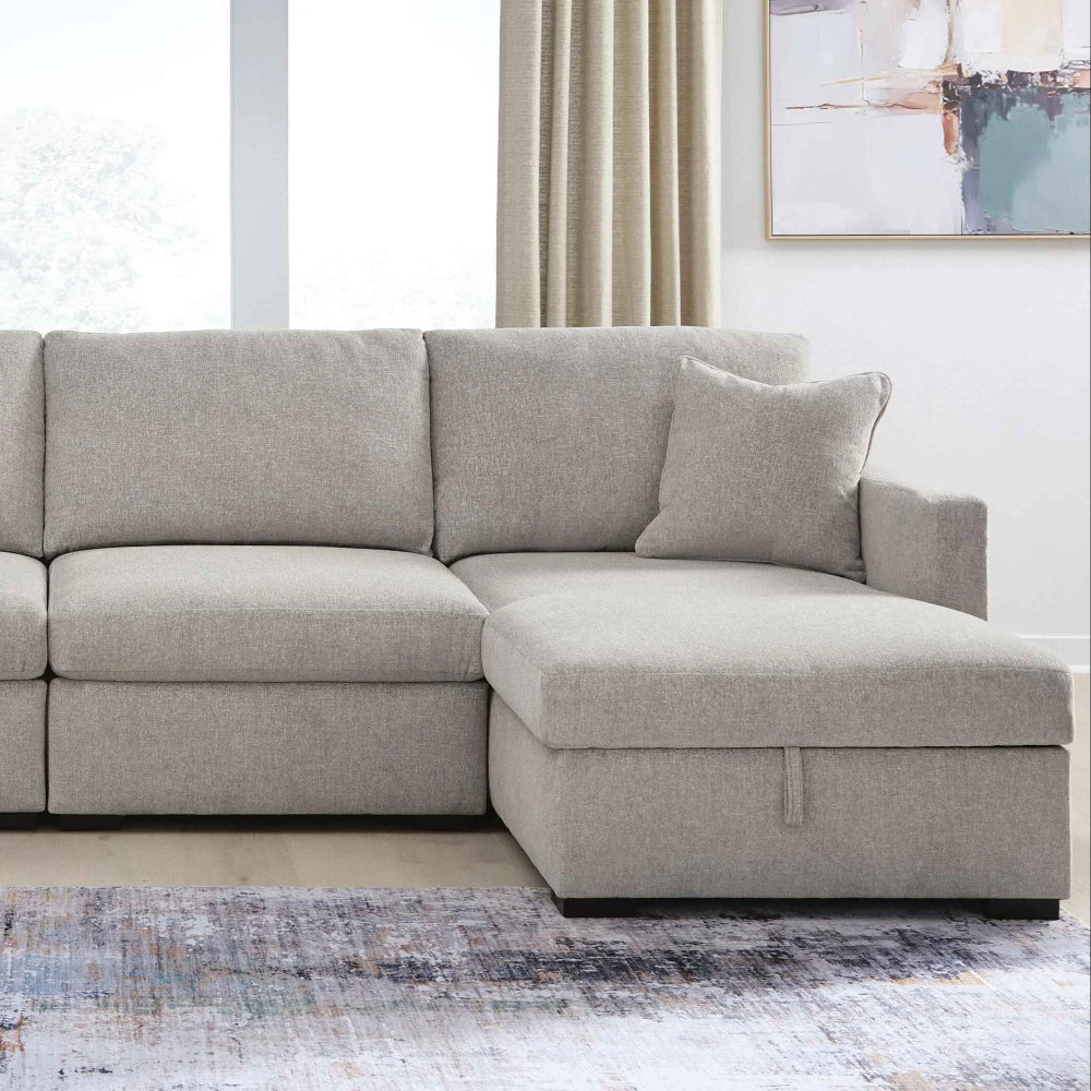 68605S62 Modmax Luxe 4-Piece Fabric Upholstered Sectional Sofa With Dual Storage Chaise - Flint | Benchcraft By Ashley