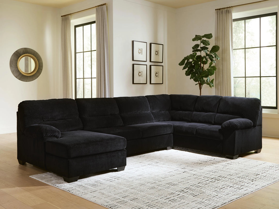SimpleJoy 3-Piece Fabric Upholstered Sectional Sofa With Corner Chaise - Onyx | Signature Design By Ashley