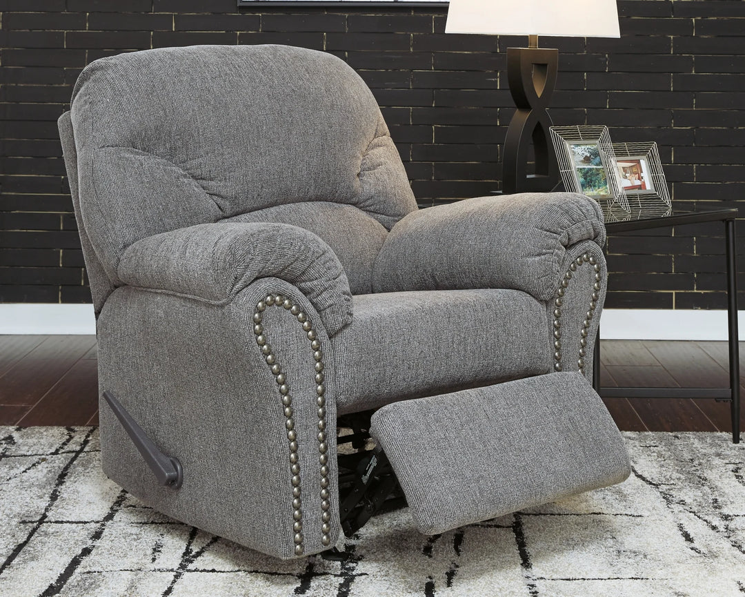 2810525 Allmaxx Rocker Recliner Chair In Fabric Upholstery - Pewter | Benchcraft By Ashley