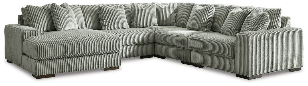 21105S6 Lindyn 5-Piece LAF Sectional Sofa in Fabric Upholstery - Fog | Signature Design by Ashley