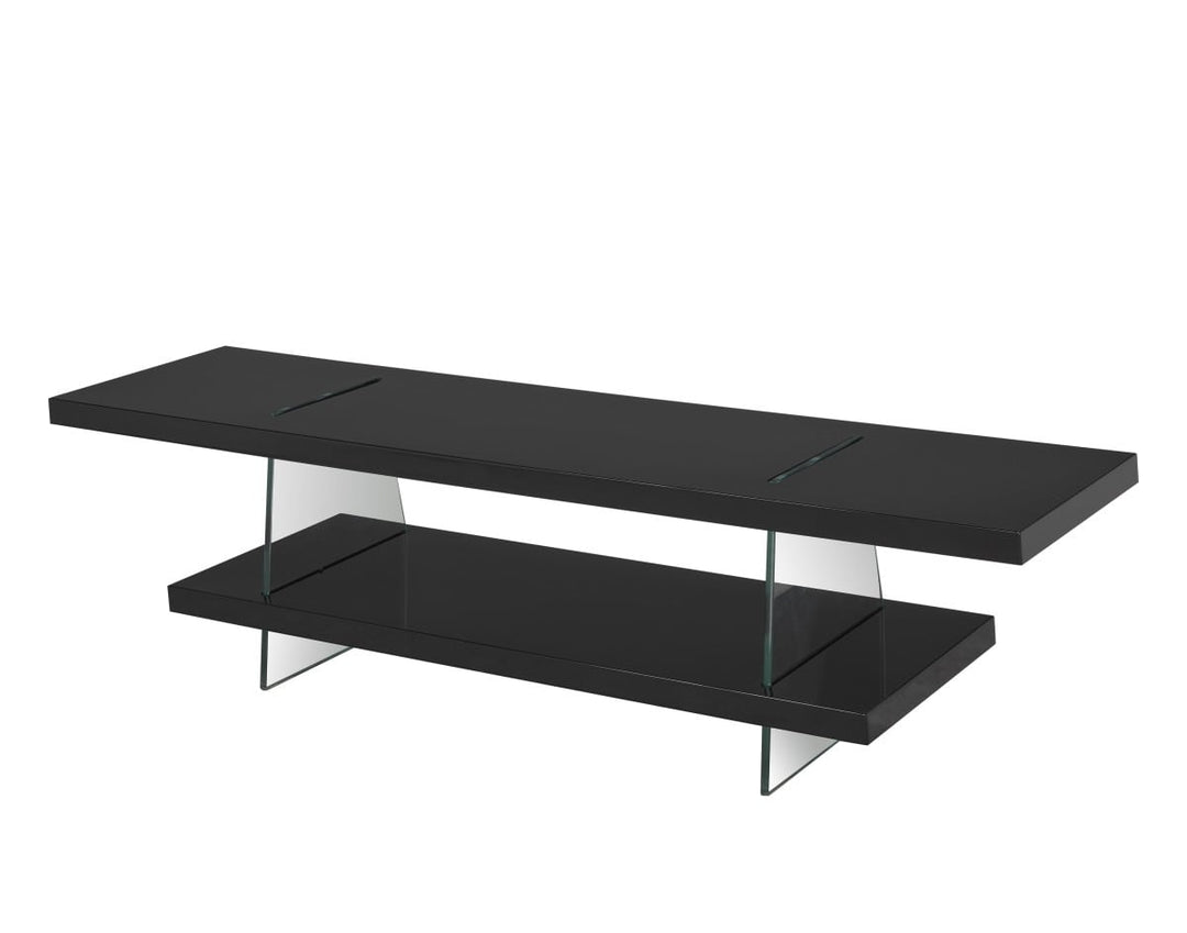 Crest Stylish TV Stand With Tempered Glass Frame - Black