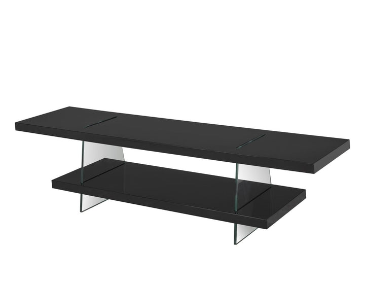 Crest Stylish TV Stand With Tempered Glass Frame - Black