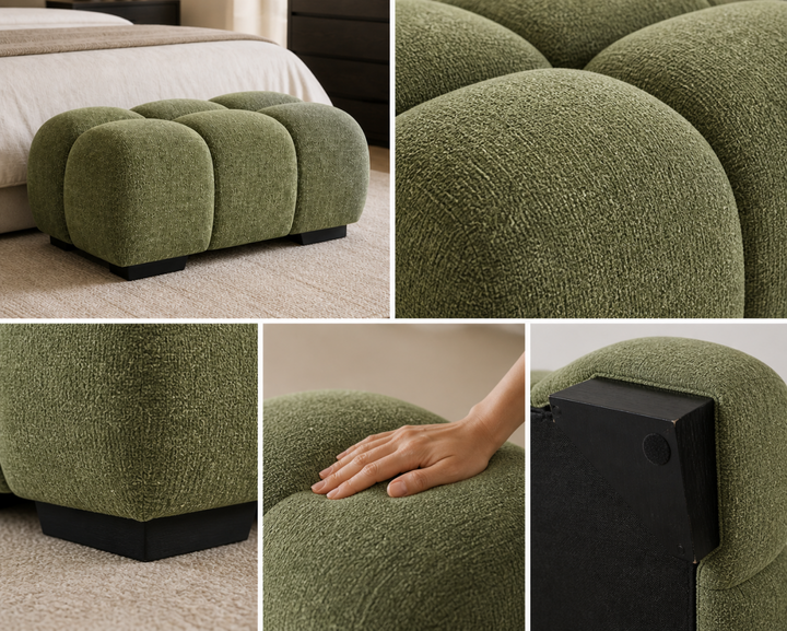 Wise Fabric Upholstered Green Bubble Accent Ottoman