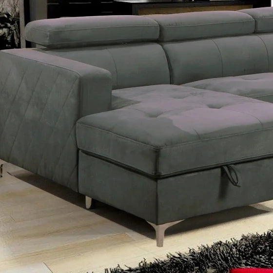 Colson 4-Piece LHF Sectional Sofa Bed In Fabric Upholstery - Grey