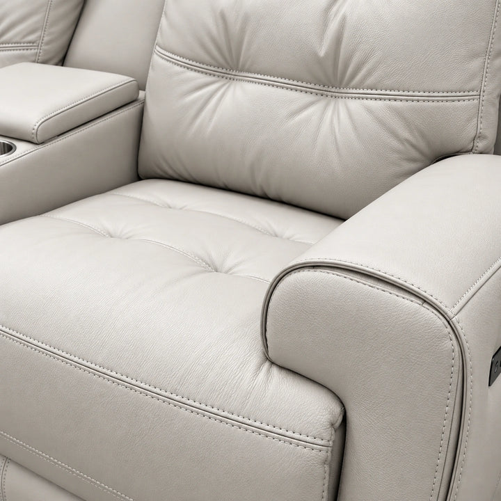 Nolan Taupe Power Recliner Loveseat in Aire-Leather Upholstery