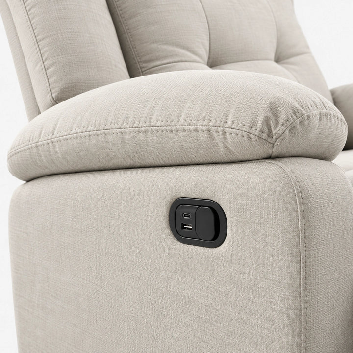 Mason Beige 3-Piece Manual Recliner Set In Fabric Upholstery