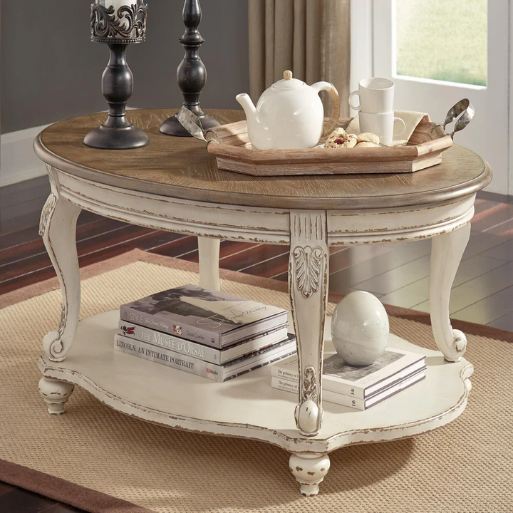 T743-0 Realyn Coffee Table - White/ Brown | Signature Design By Ashley