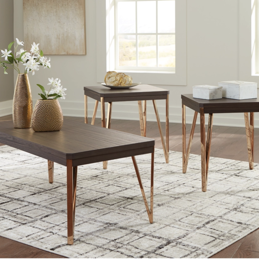 T404-13 Bandyn Occasional Table Set Brown/Champagne (set of 3)  | Signature Design By Ashley