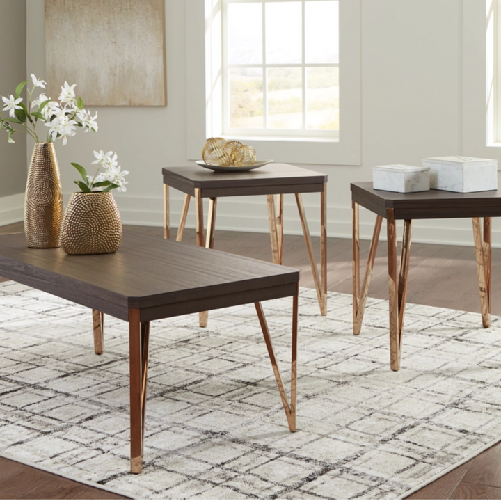 T404-13 Bandyn Occasional Table Set Brown/Champagne (set of 3)  | Signature Design By Ashley