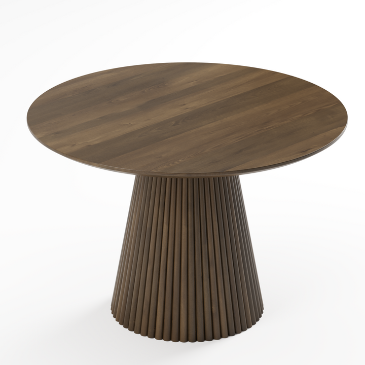 Bunit Solid Wooden Walnut Round Dining Table