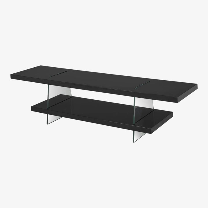 Crest Stylish TV Stand With Tempered Glass Frame - Black