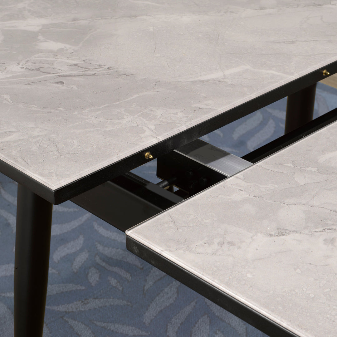 Suzi Metal Dark Grey Dining Table With Extension Leaf