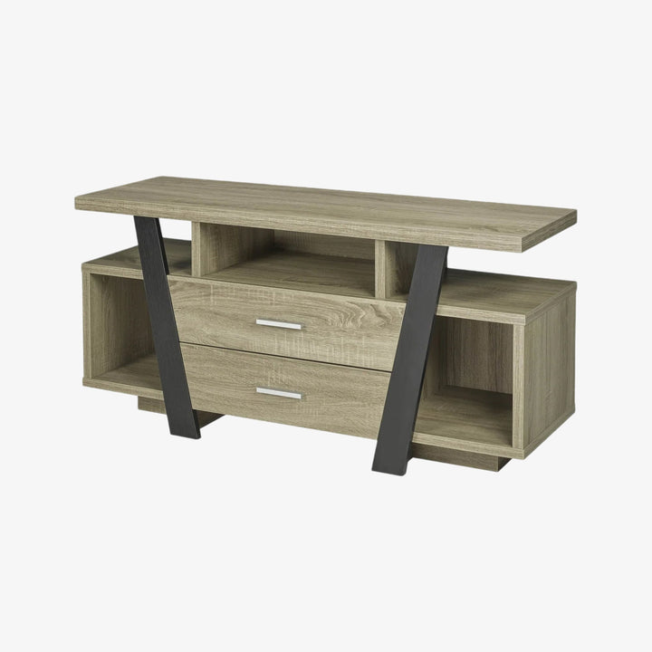 Eminence Stylish TV Stand With Storage Drawers - Dark Taupe/ Black