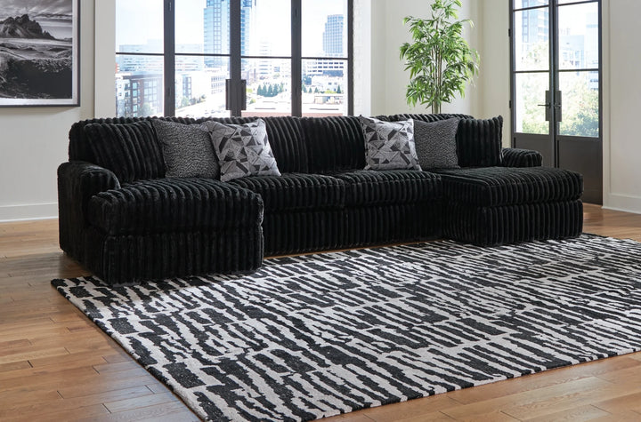 98103S5 Midnight-madness 3-Piece Fabric Sectional Sofa With Dual Chaise - Onyx | Signature Design By Ashley