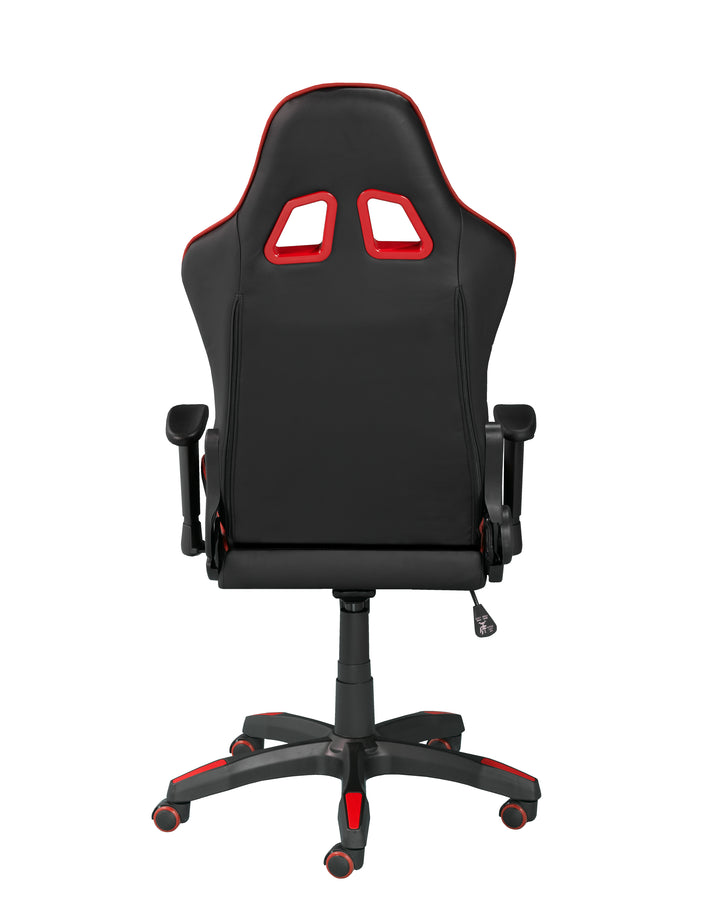 Maverick Ergonomic Gaming Chair In Faux Leather Upholstery - Black/ Red