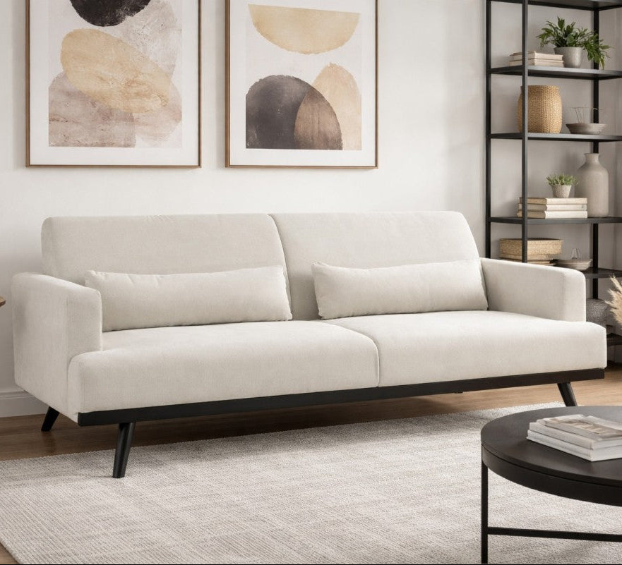Micah 3-Seater Stationary Sofa In Fabric Upholstery - Beige