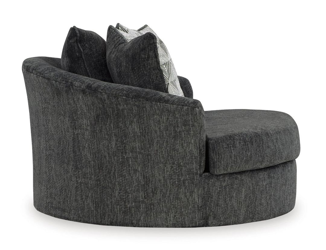 3550421 Biddeford Oversized Swivel Accent Chair In Fabric Upholstery - Shadow | Signature Design By Ashley