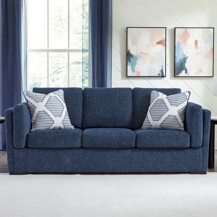 5450238 Evansley Stationary Sofa In Fabric Upholstery - Navy | Benchcraft By Ashley