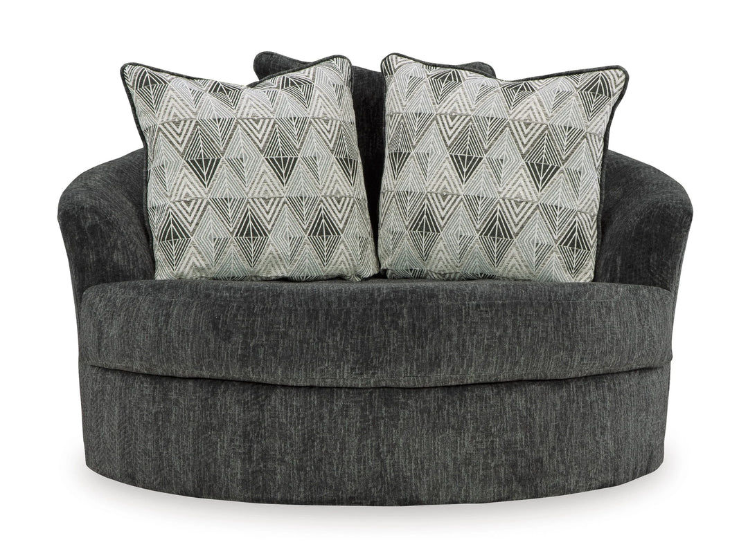 3550421 Biddeford Oversized Swivel Accent Chair In Fabric Upholstery - Shadow | Signature Design By Ashley