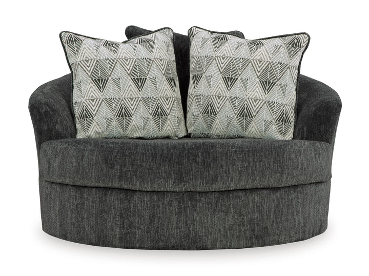 3550421 Biddeford Oversized Swivel Accent Chair In Fabric Upholstery - Shadow | Signature Design By Ashley