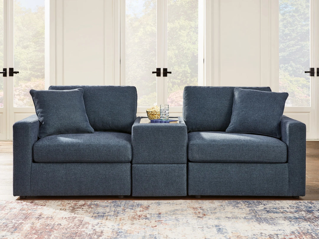 92101S3 Modmax 3-Piece Fabric Modular Loveseat With Storage Console - Ink | Signature Design By Ashley