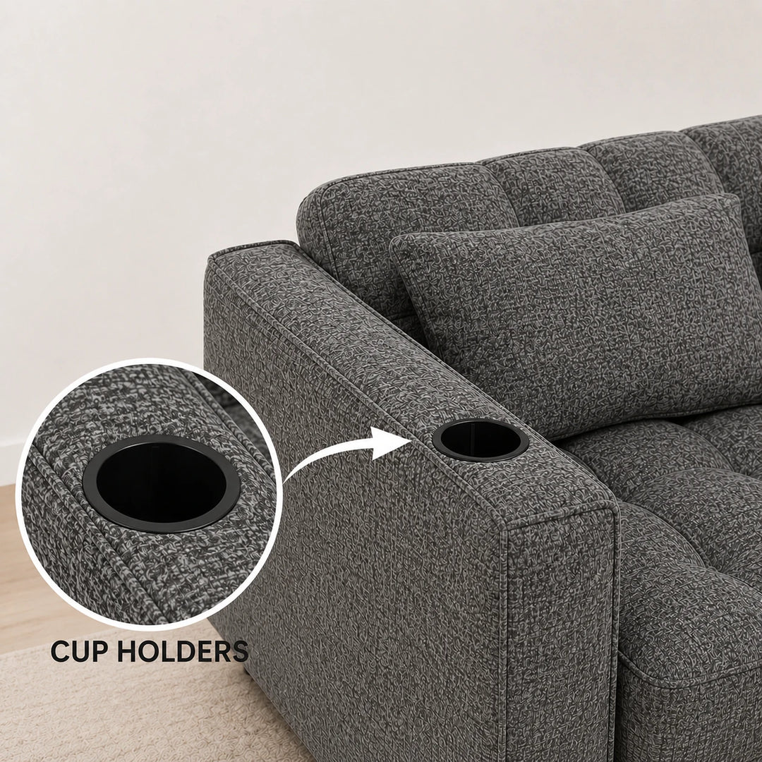 Aspire Fabric Upholstered Sofa Bed With USB Charging Ports - Grey