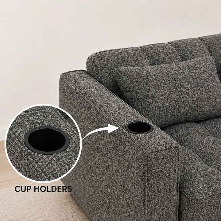 Aspire Fabric Upholstered Sofa Bed With USB Charging Ports - Grey