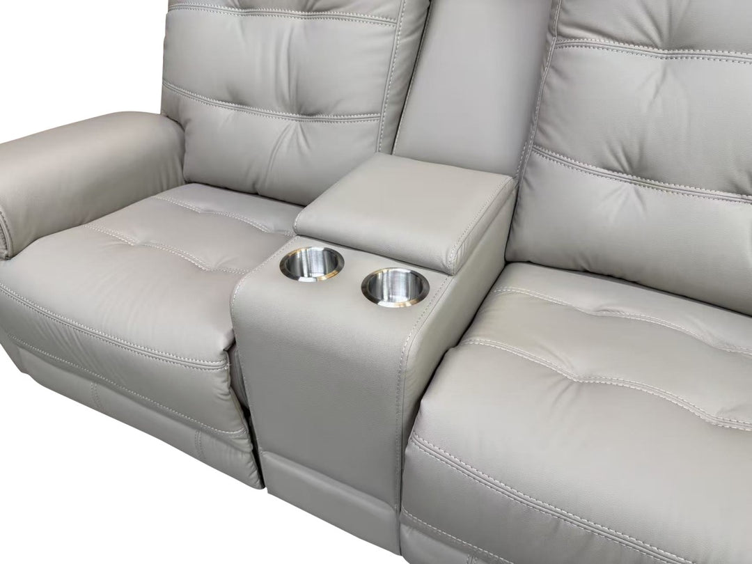 Nolan Taupe Power Recliner Loveseat in Aire-Leather Upholstery