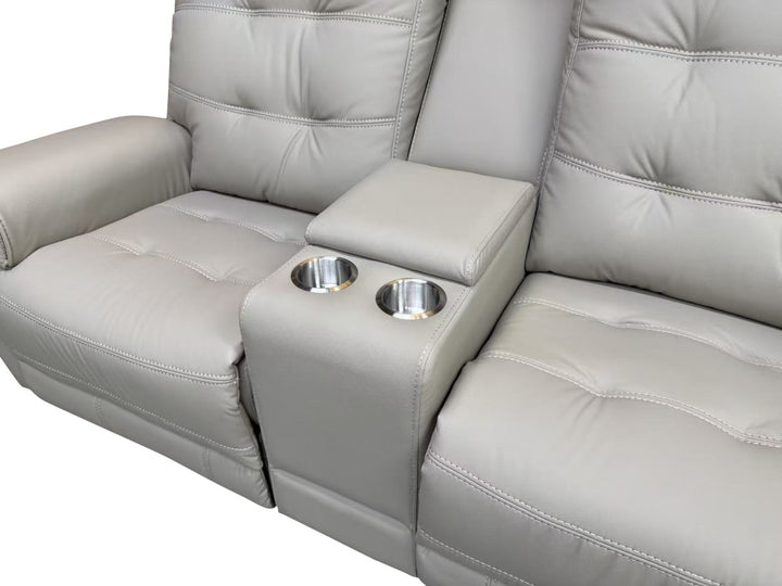 Nolan Taupe Power Recliner Loveseat in Aire-Leather Upholstery
