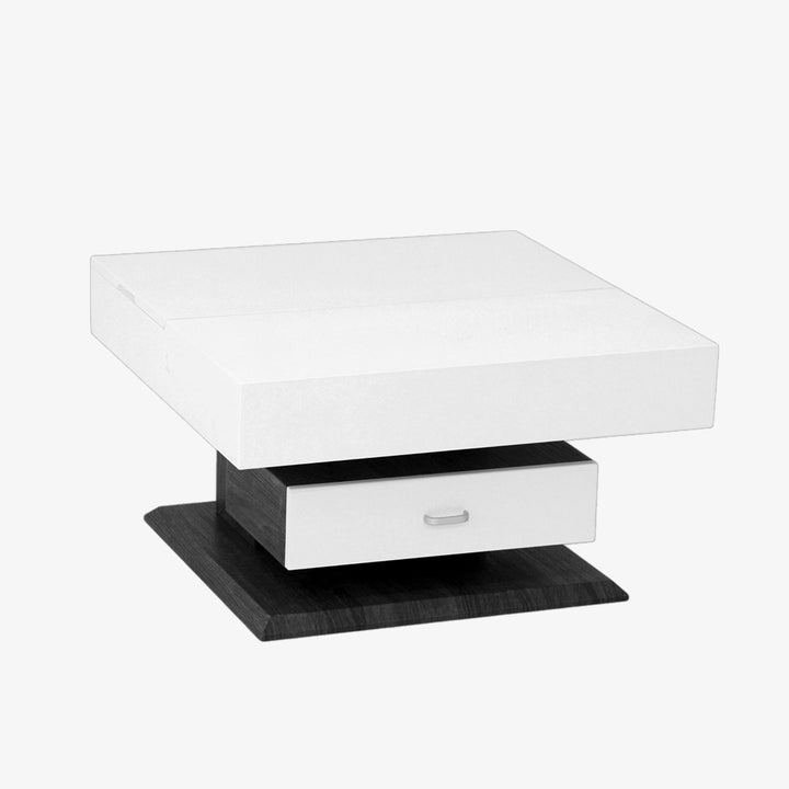 Serene Rotating Lift Top Coffee Table with Storage Drawer - White/Grey