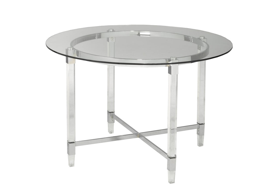 Vizk Tempered Glass Silver Dining Table With Metallic Base