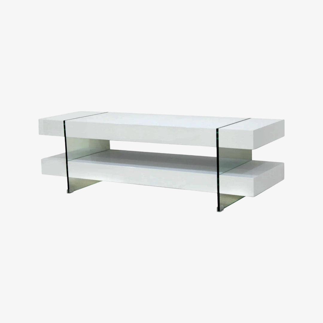 Lucid Timeless TV Stand With Tempered Glass Frame - White