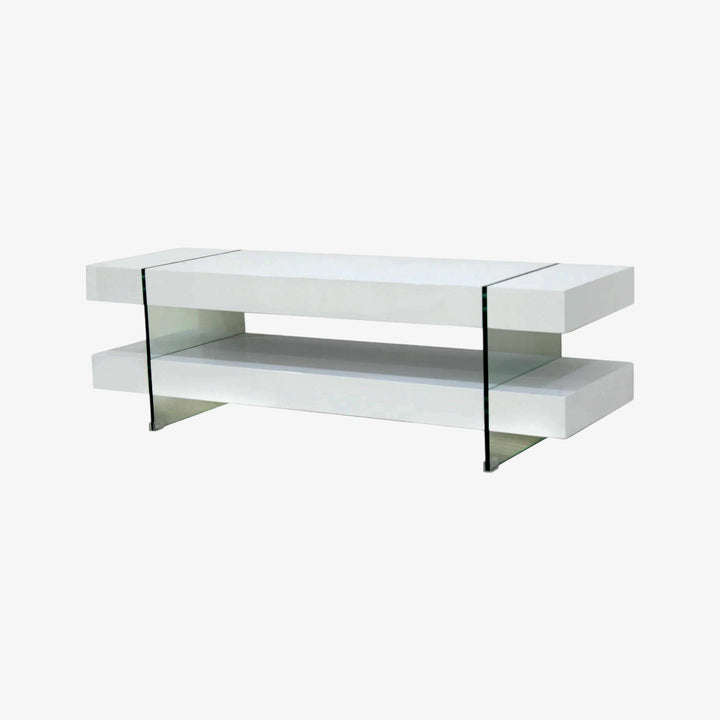 Lucid Timeless TV Stand With Tempered Glass Frame - White