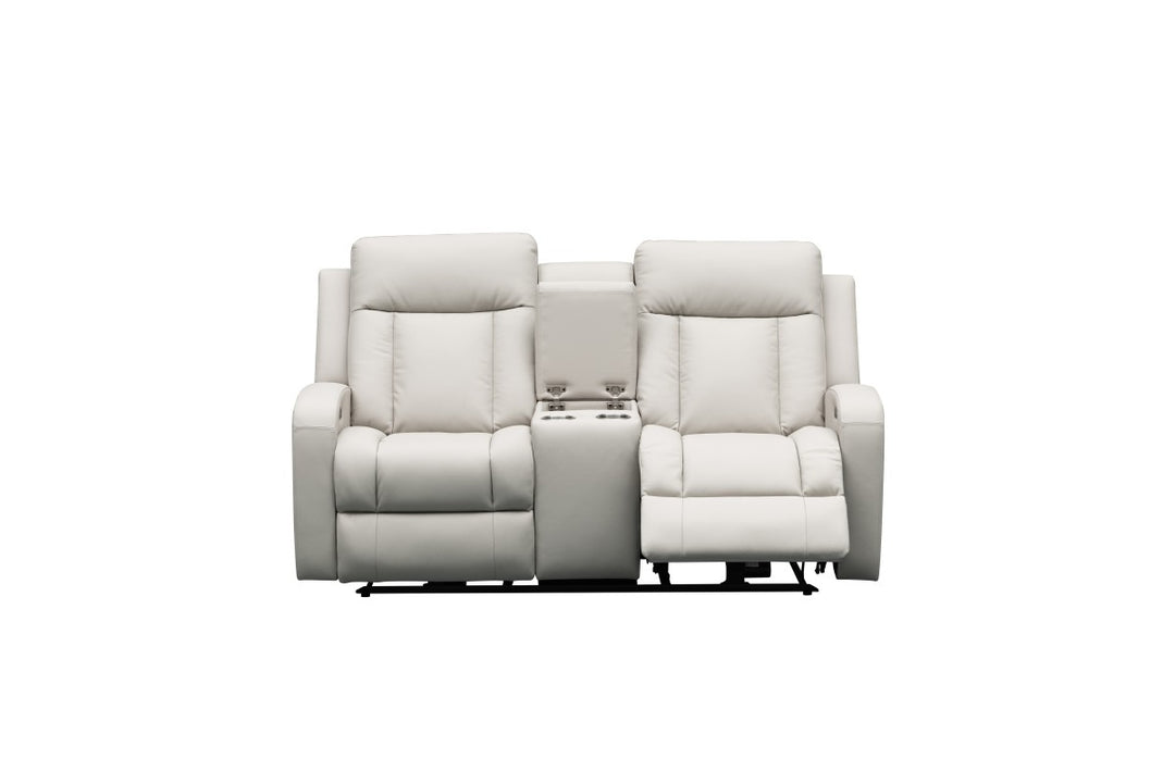 Sudex Beige Power Recliner Loveseat in Top Grain Leather