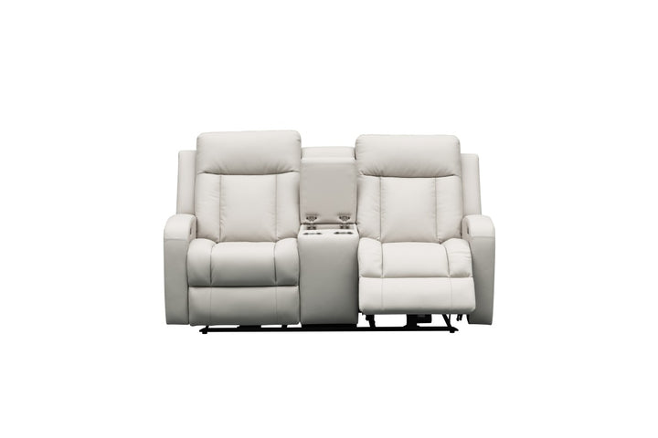 Sudex Beige Power Recliner Loveseat in Top Grain Leather