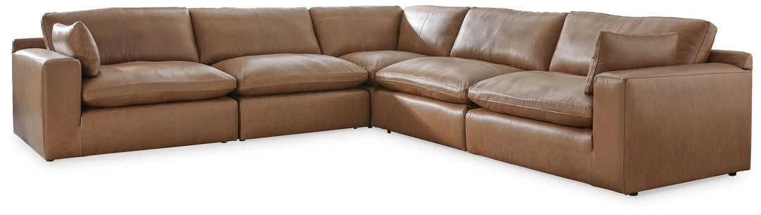 30901S4 Emilia 5-Piece Sectional Sofa In Leather Upholstery - Caramel | Signature Design By Ashley