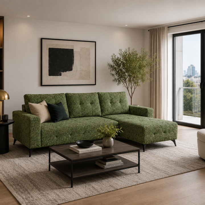 Waugh Green Sectional Sofa Bed With Chaise Lounge | Avaiable In LHF/ RHF Configuration