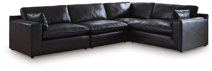 30902S3 Emilia 4-Piece Sectional Sofa In Leather Upholstery - Black | Signature Design By Ashley