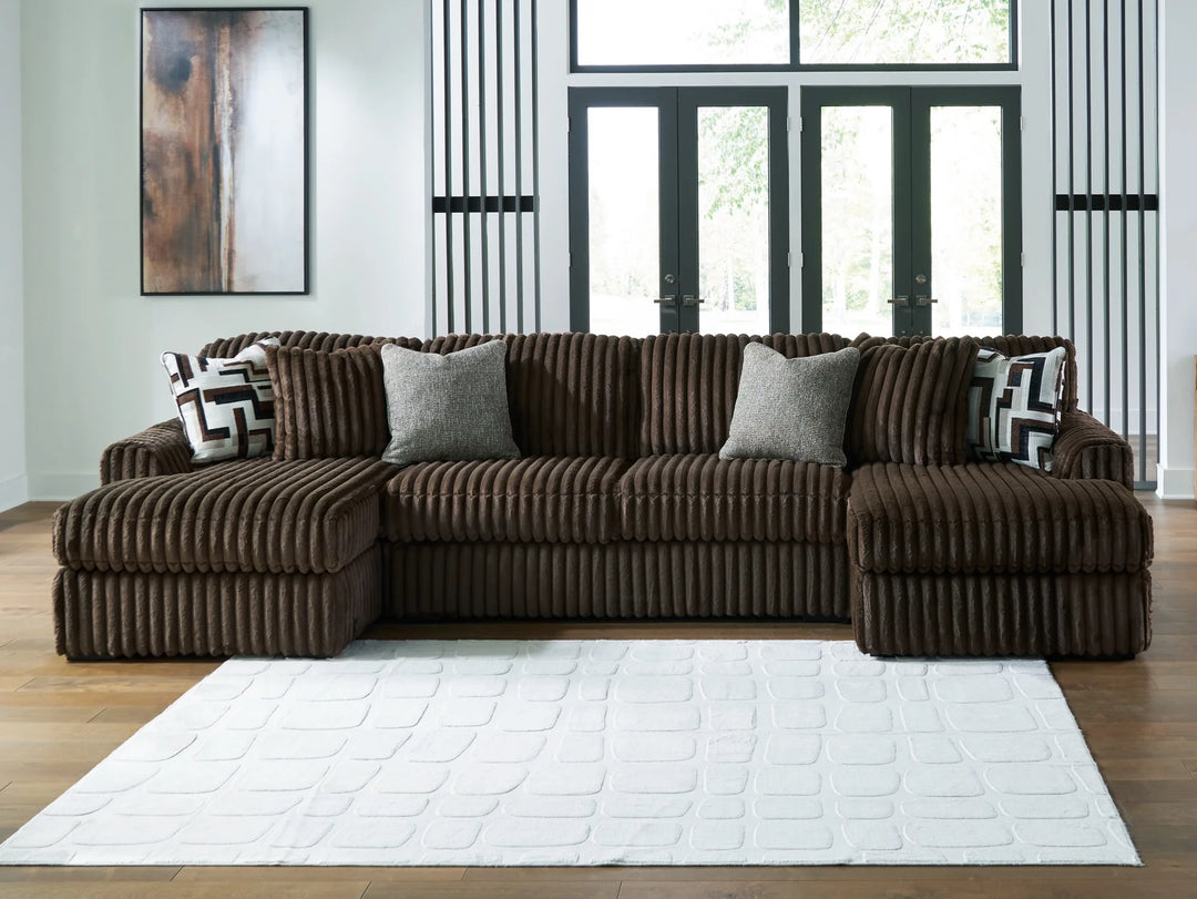 98104S5 Midnight-madness 3-Piece Fabric Sectional Sofa With Dual Chaise - Chocolate | Signature Design By Ashley