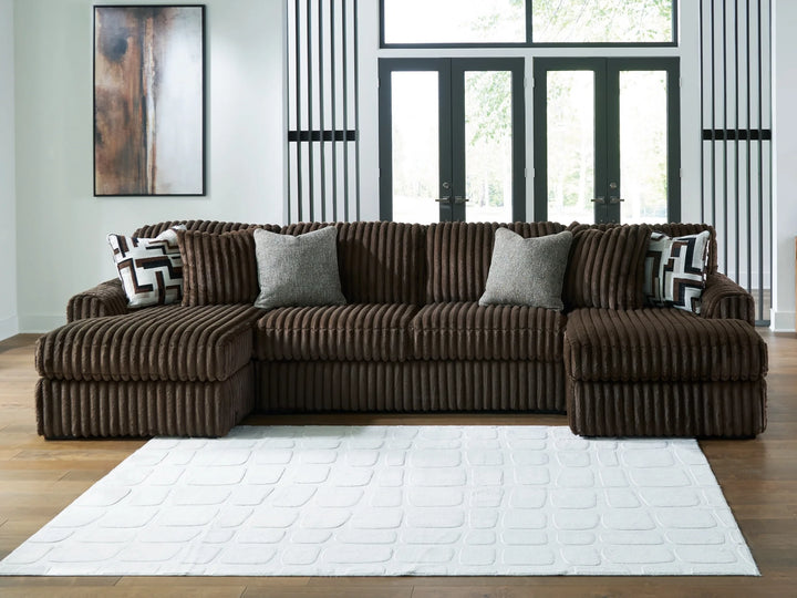 98104S5 Midnight-madness 3-Piece Fabric Sectional Sofa With Dual Chaise - Chocolate | Signature Design By Ashley