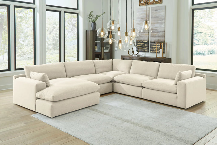 10006S6 Elyza 5-Piece LAF Sectional Sofa in Fabric Upholstery - Linen | Signature Design By Ashley