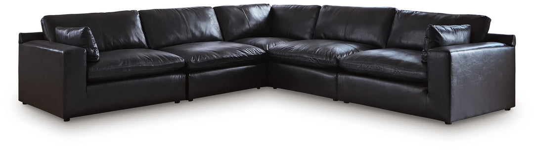 30902S4 Emilia 5-Piece Sectional Sofa In Leather Upholstery - Black | Signature Design By Ashley