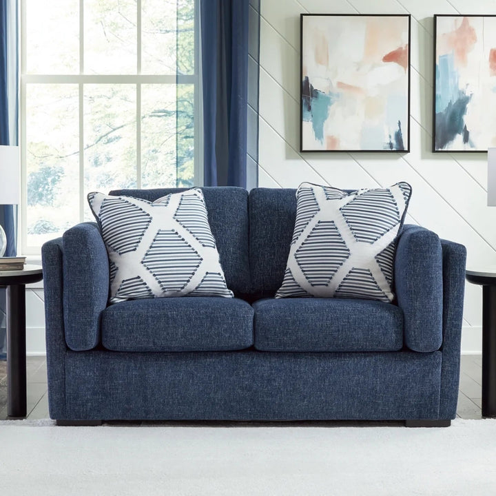 5450235 Evansley Loveseat In Fabric Upholstery - Navy | Benchcraft By Ashley