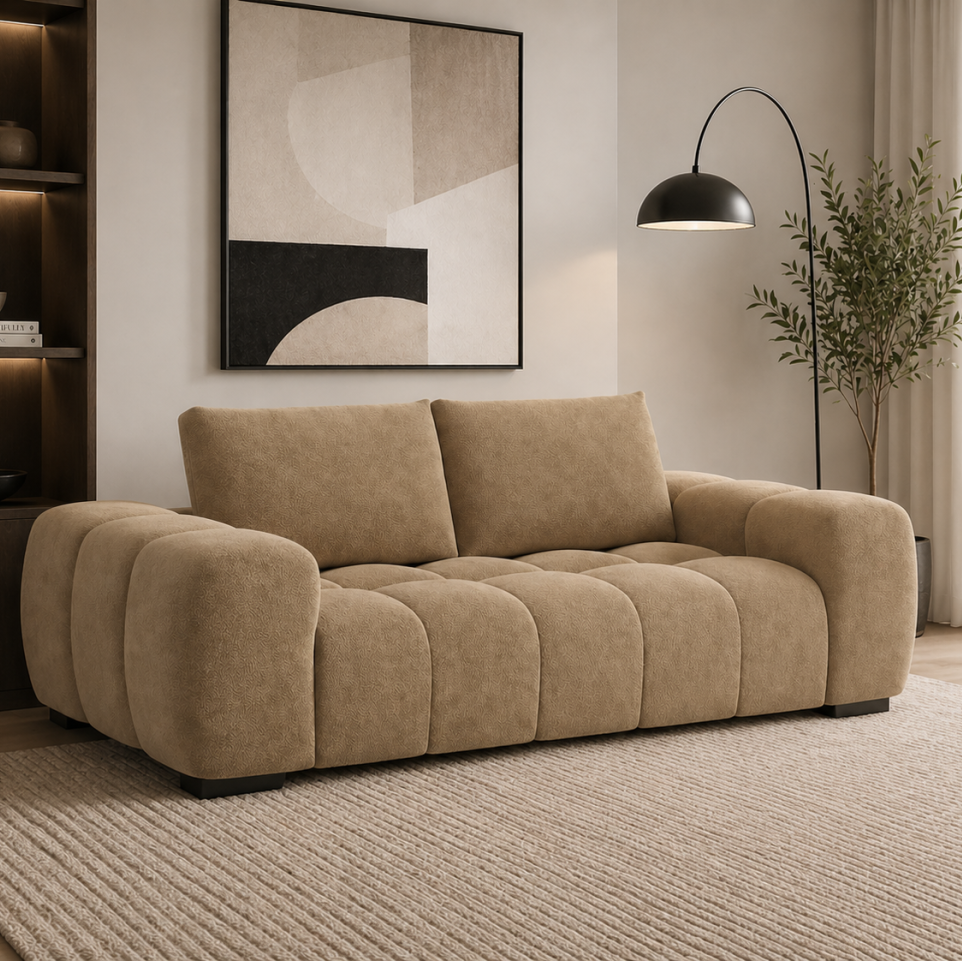 Zara Taupe 3-Seater Sofa In Fabric Upholstery