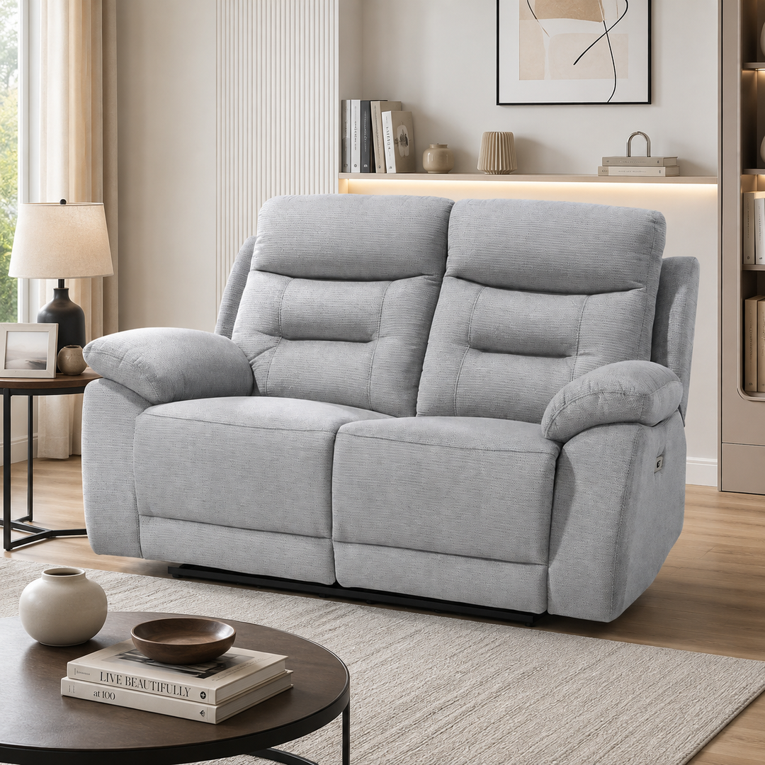 Vital 3-Piece Grey Power Recliner Set In Fabric Upholstery