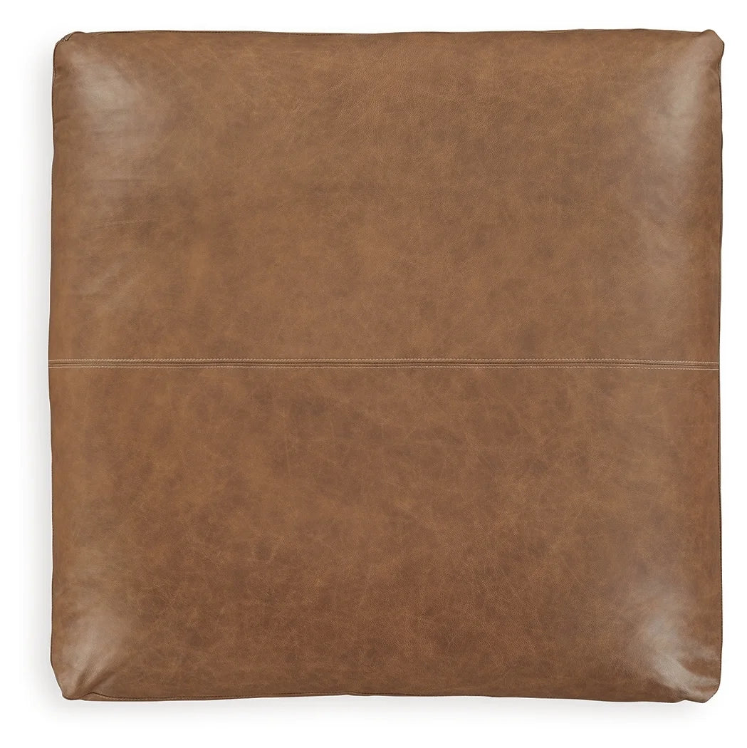 3090108 Emilia Oversized Accent Ottoman In Leather Upholstery - Caramel | Signature Design By Ashley