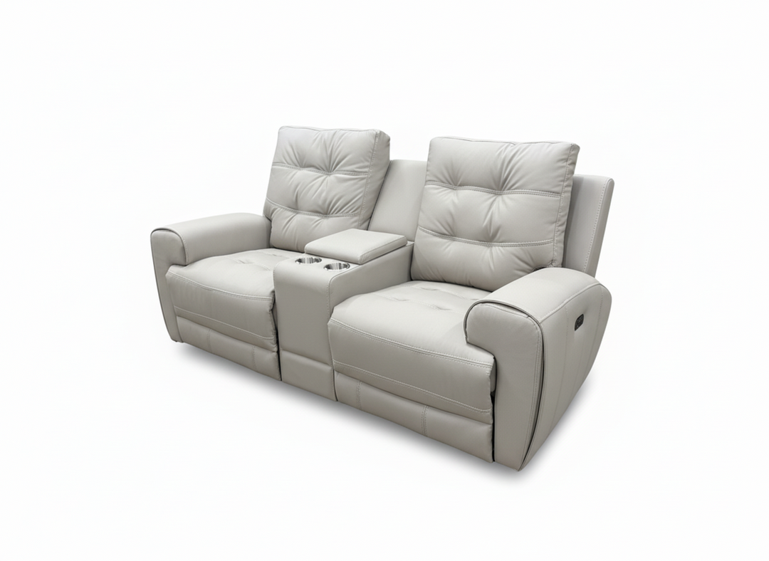 Nolan Taupe Power Recliner Loveseat in Aire-Leather Upholstery