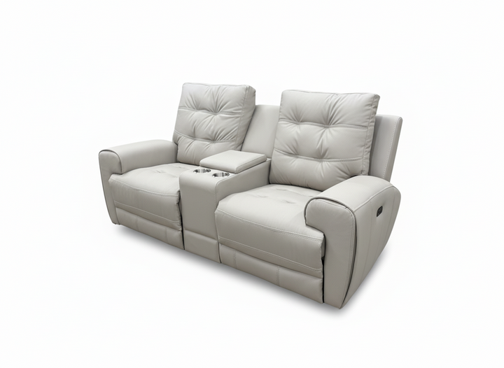 Nolan Taupe Power Recliner Loveseat in Aire-Leather Upholstery