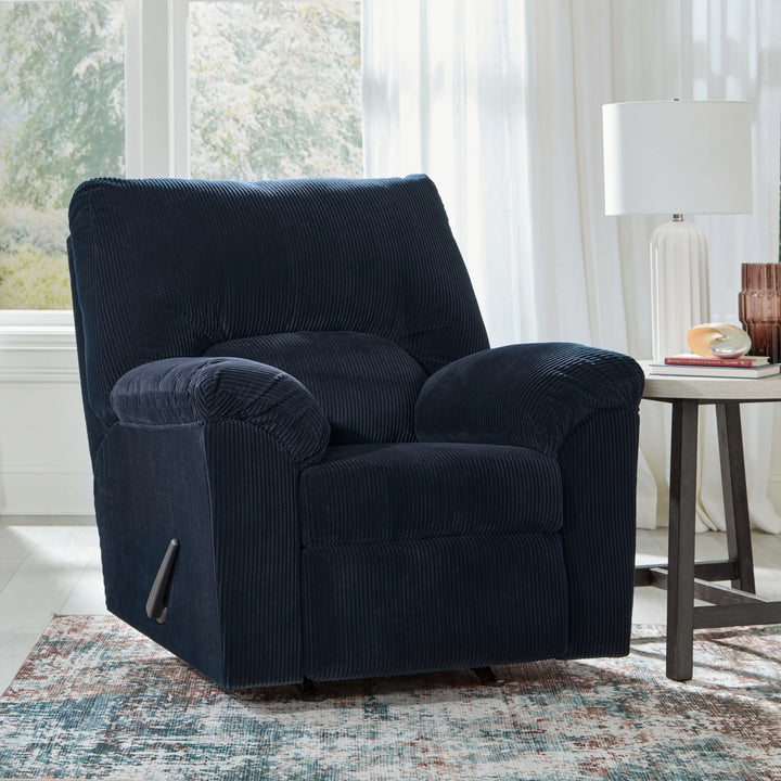 2420525 SimpleJoy Rocker Recliner Chair In Fabric Upholstery - Navy | Signature Design By Ashley